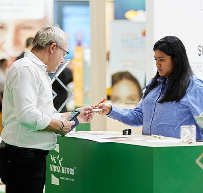 Visitor at exhibition stand