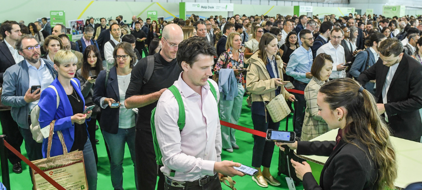Registration line at vitafoods europe